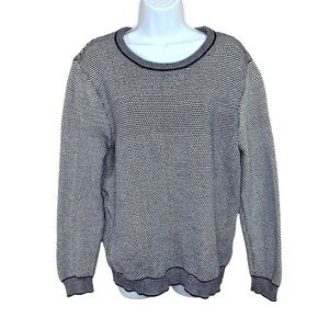 Medium HM Blue White Cotton Sweater Long Sleeve Pullover Stretch 8 10